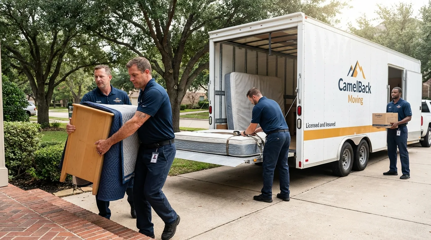 Crew loading residential truck for cross-state move from Saint Johnsbury, VT