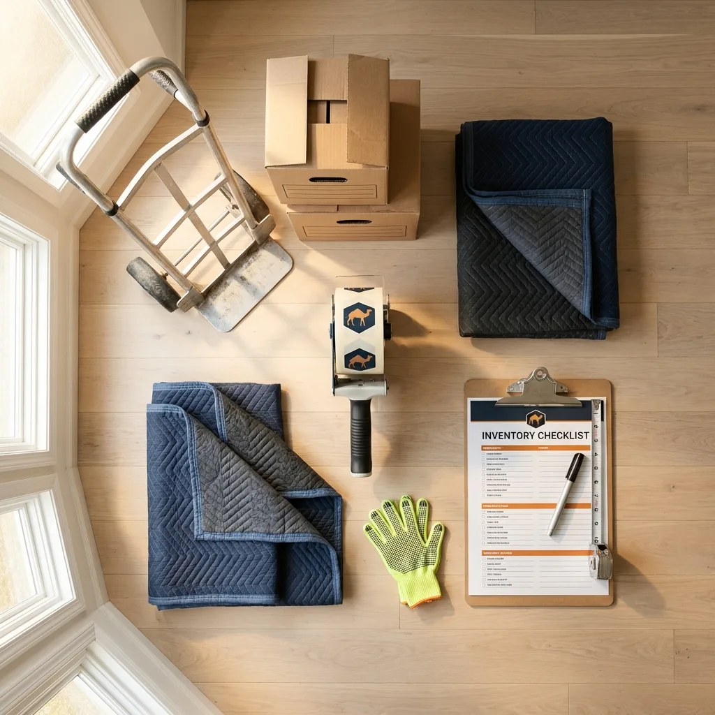 Professional moving supplies and packing materials layout for Saint Johnsbury residential relocations
